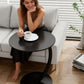 Solid Wood Round Coffee Table with Double-Layer Storage, Modern Living Room Side Table