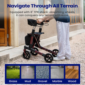 3-in-1 Foldable Rollator Walker for Seniors with Seat & Storage Bag – 300 lb Capacity