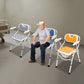 Height Adjustable Shower & Bedside Commode Chair with Armrests & Backrest – Portable Toilet Seat for Seniors
