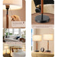 Mid-Century Table Lamps Set of 2, Pull Chain Switch, Linen Shade, Solid Wood Pole and Metal Base, Bedside Nightstand Lighting