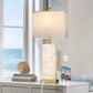 28-Inch Coastal Seashell Table Lamps with Night Light, USB-A and USB-C Charging Ports, Bedside Lighting for Bedroom and Living Room