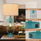 Farmhouse Table Lamps Set of 2 with USB Ports, Industrial Bedside Lamps for Bedroom Nightstands and Living Room End Tables
