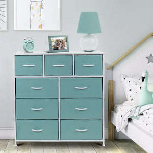 9-Drawer Nightstand Chest, Bedside Storage Dresser & Organizer for Bedroom, Home Office and Living Room