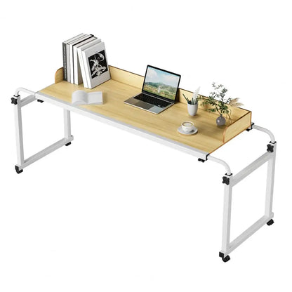 47-Inch Height Adjustable Overbed Table with Wheels, Rolling Laptop Desk with Raised Baffle for Hospital, Home & Office