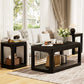 Modern 3-Piece Coffee Table Set with Side Tables, Rounded Edges & Storage for Living Room, Black