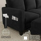 78-Inch L-Shaped Sectional Sofa – 3-Seat Black Velvet Couch with Convertible Ottoman for Living Room & Small Spaces