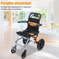 Lightweight Foldable Transport Wheelchair – 15.75" Seat Portable Travel Chair with Handbrakes