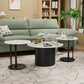 Modern 3-Piece Nesting Coffee Table Set with Faux Marble Tops & Metal Legs for Living Room and Small Spaces