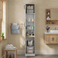 86-Inch Tall Bathroom Storage Cabinet with Glass Door & 5-Tier Shelves, Slim Freestanding Organizer for Small Spaces