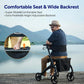 4-Wheel Aluminum Rollator Walker with Seat – Lightweight Foldable Mobility Walker for Adults