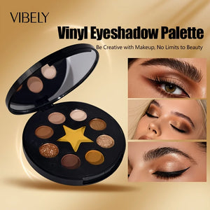Vinyl Record-Shaped Eyeshadow Palette, Highly Pigmented Blendable Colors for Vintage & Everyday Eye Makeup