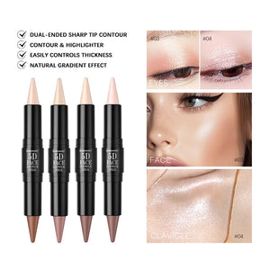 Dual-Ended Contour and Highlighter Stick, Cream Face Makeup for Nose and Cheek Definition