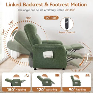 Electric Power Recliner Chair with Remote Control, Adjustable Reclining Sofa Chair for Living Room & Bedroom