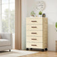 5-Drawer Rolling Storage Dresser with Wheels, Plastic Nightstand & Mobile Organizer Cabinet for Bedroom, Living Room & Office