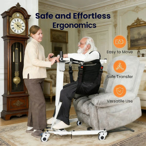 Electric Patient Transfer Lift – Foldable 330 lbs Capacity Lift with Sling & Locking Wheels