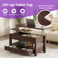 39.4" Lift-Top Coffee Table with 2 Drawers & Hidden Storage, Square Wood Center Table for Living Room & Home Office