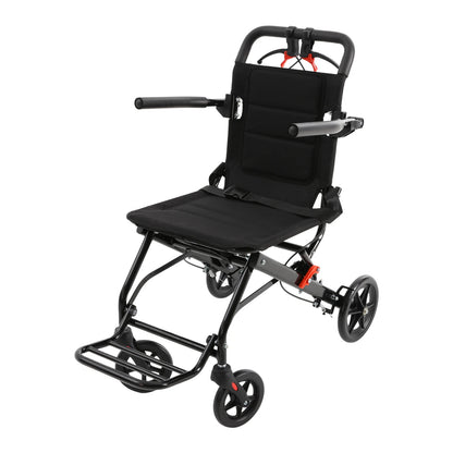 Ultra-Lightweight Foldable Transport Wheelchair – Portable Travel Chair with Handbrakes, 220 lbs Capacity