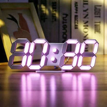 3D LED Digital Alarm Clock with Night Light, Adjustable Brightness, Wall-Mount Electronic Clock for Bedroom & Living Room