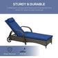 Outdoor PE Rattan Reclining Sofa – Adjustable Patio Lounge Couch with Cushion, Armrests, Headrest & Rolling Wheels, Brown
