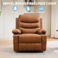 Swivel Rocker Recliner Chair with Massage & Heat – Reclining Lounge Chair with Cup Holder, Side & Front Storage Pockets