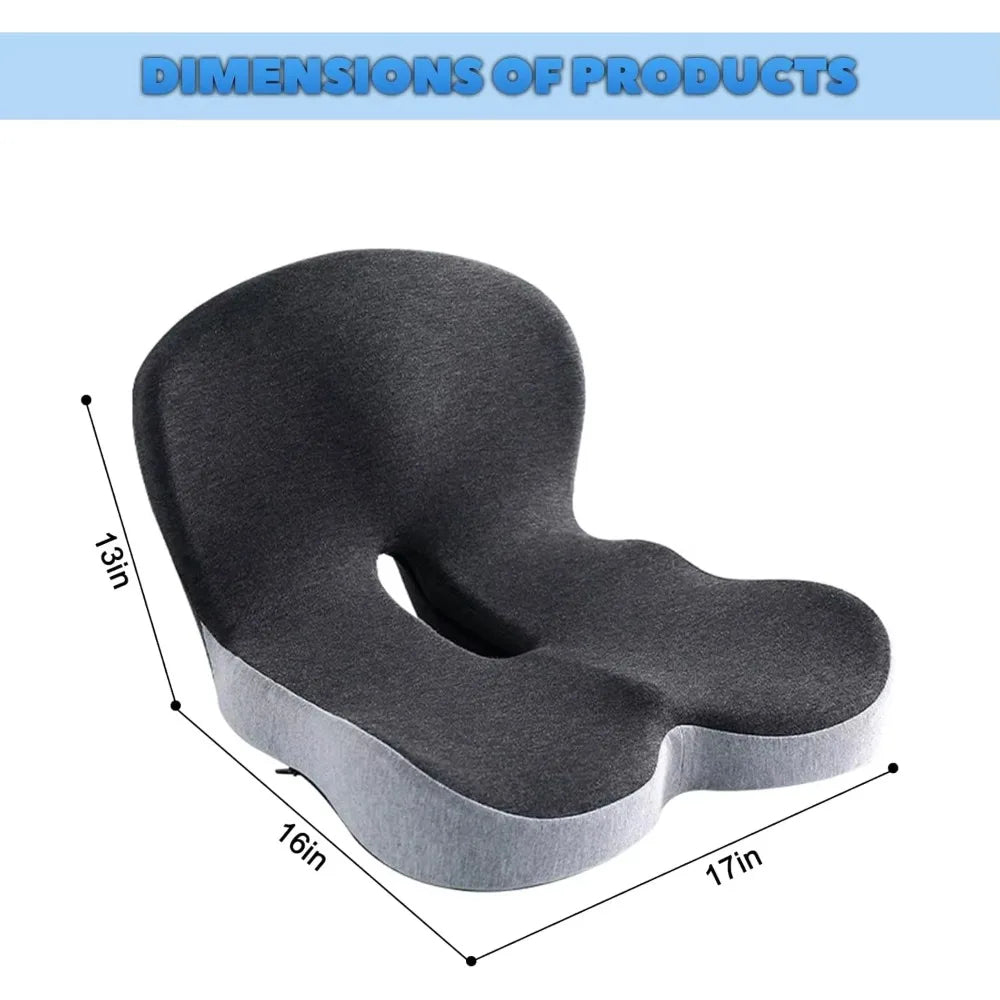 Memory Foam All-in-One Seat & Back Cushion – Ergonomic Integrated Support Pad with Non-Slip Base for Office Chair, Car & Home