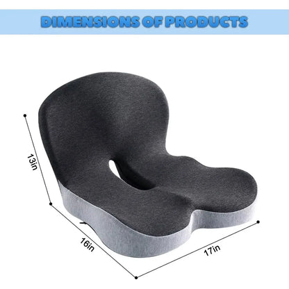 Memory Foam All-in-One Seat & Back Cushion – Ergonomic Integrated Support Pad with Non-Slip Base for Office Chair, Car & Home