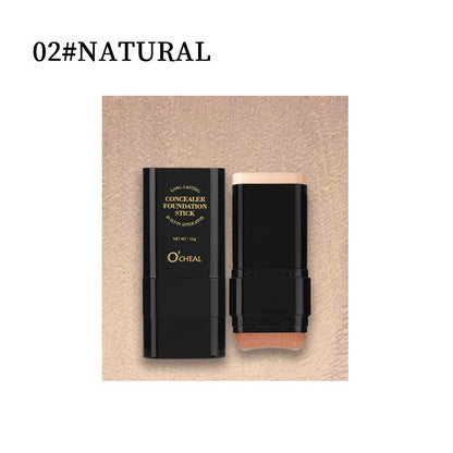 Solid Cream Foundation & Concealer with Sponge and Brush, Long-Wear Makeup Base