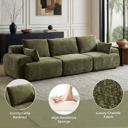 114-Inch Modular L-Shaped Sectional Sofa – Boneless Chenille Cloud Couch with Ottoman & Pillows for Living Room
