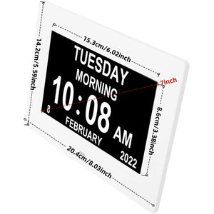 Large Display Digital Calendar Clock with Day & Date, Multiple Alarms, Auto Dimming, Remote Control for Seniors