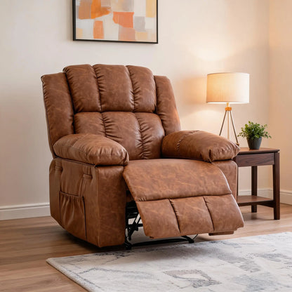 Extra-Wide Manual Recliner Chair – 155° Reclining Upholstered Armchair with Terry Cloth for Living Room & Bedroom