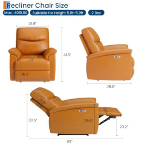Electric Power Recliner Chair, PU Leather Adjustable Armchair with Free-Position Reclining & Extendable Footrest