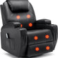 360° Swivel Rocking Recliner Chair with Massage & Heat – Manual Lounge Chair with Remote Control & Cup Holder