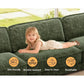 120-Inch L-Shaped Cloud Sectional Sofa with Ottoman – Oversized 4-Seater Deep Seat Chenille Couch, Green