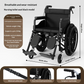 Lightweight Foldable Travel Wheelchair with Hand Brake and Commode Seat