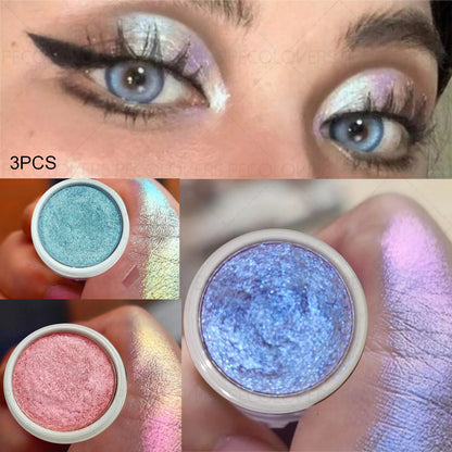 3-Piece Chameleon Eyeshadow Set, Soft Potato Texture, Multicolor Sparkle, High-Shine Long-Lasting Chrome Finish