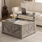 31.5" Farmhouse Lift-Top Coffee Table with Dual Hidden Storage & Gas-Assisted Lift Mechanism