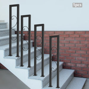 Black U-Shaped Stair Handrail – Wall-Mounted Anti-Slip Safety Grab Bar for Indoor & Outdoor Stairs