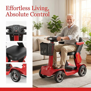 Foldable 4-Wheel Mobility Scooter for Seniors – 500W Motor, 36V 21Ah Battery, 35-Mile Range, Smart Safety System