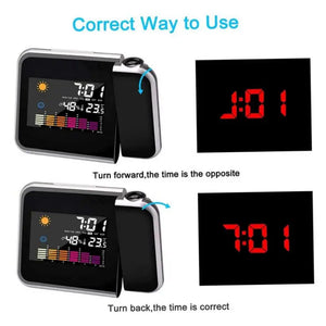 LED Digital Projection Alarm Clock with Night Backlight, Adjustable Projector Angle & Color Display for Bedroom and Living Room