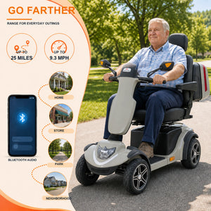 700W Heavy-Duty 4-Wheel Electric Mobility Scooter – 500 lbs Capacity & 25-Mile Range