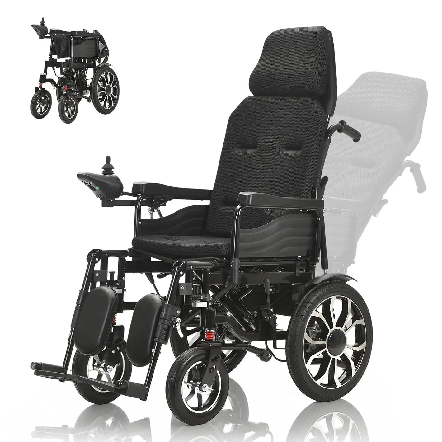 Reclining Electric Wheelchair with 90°-160° Adjustable Backrest and Leg Rests