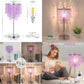Crystal Bedside Table Lamp with 3-Way Touch Dimming and Dual USB Charging Ports
