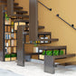 Black Pipe Stair Handrail – Rustic Wall-Mounted Railing with Round Corners, 4FT–16FT