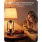 Farmhouse Table Lamps Set of 2 with USB Charging Ports, Rustic Industrial Bedside Lamps for Bedroom and Living Room