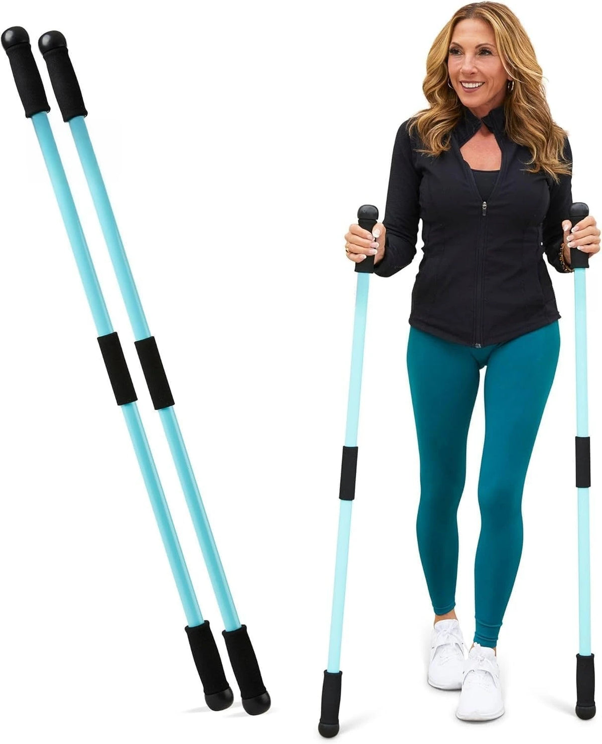 2-Pack Weighted Walking Poles – 1.2 lb Nordic Walking & Fitness Trekking Sticks with Ergonomic Grips