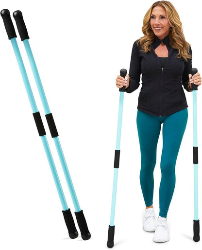 2-Pack Weighted Walking Poles – 1.2 lb Nordic Walking & Fitness Trekking Sticks with Ergonomic Grips