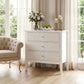 31.5" Fluted Nightstand with Charging Station & 3 Drawers, Raised-Leg Bedside Storage Cabinet for Bedroom & Living Room