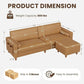 100-Inch Faux Leather L-Shaped Sofa – Large 2-Seater PU Leather Couch with Movable Ottoman & Side Pocket
