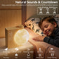 Moon Lamp Sunrise Alarm Clock with White Noise, Dual Alarms, 10 RGB Light Modes, Sleep Timer, Wood Grain Finish