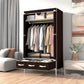 Portable Wardrobe Closet with Hanging Rod & 3 Drawers, Rolling Non-Woven Fabric Clothes Organizer with Zipper Cover, Gray, 35.5 x 17.7 x 67.7 in